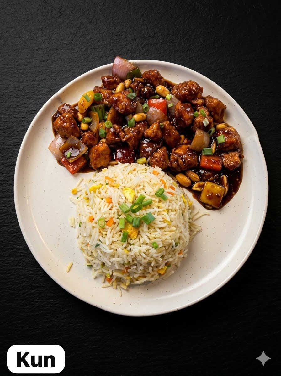 دجاج كونغ باو at Cock "N" Bull. قلي ساخن ولذيذ مع دجاج طري وفول سوداني ولمسة حارة Pakistani restaurant in Al Majarra, Sharjah, UAE