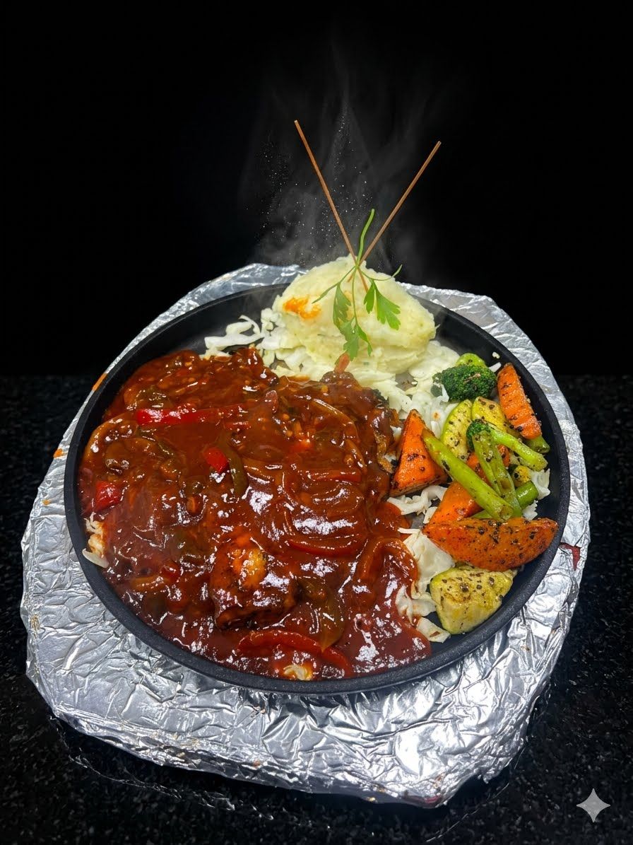 ستيك مكسيكي at Cock "N" Bull. ستيك طري متبل بتوابل نابضة مثل الفلفل الحار والكمون والليمون، مزيج لاذع من النكهة والثقافة Pakistani restaurant in Al Majarra, Sharjah, UAE