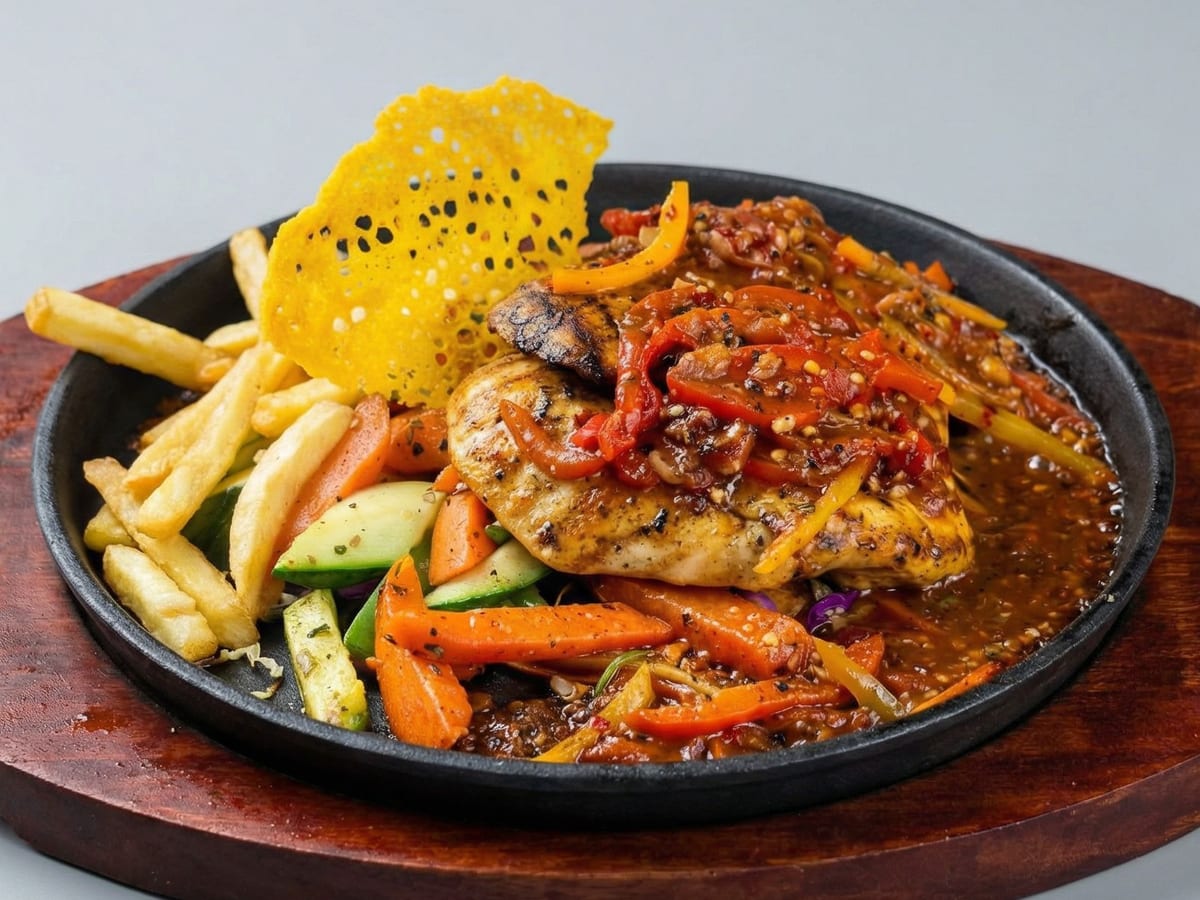 ستيك مكسيكي — ستيك طري متبل بتوابل نابضة مثل الفلفل الحار والكمون والليمون، مزيج لاذع من النكهة والثقافة | Cock "N" Bull, Sharjah