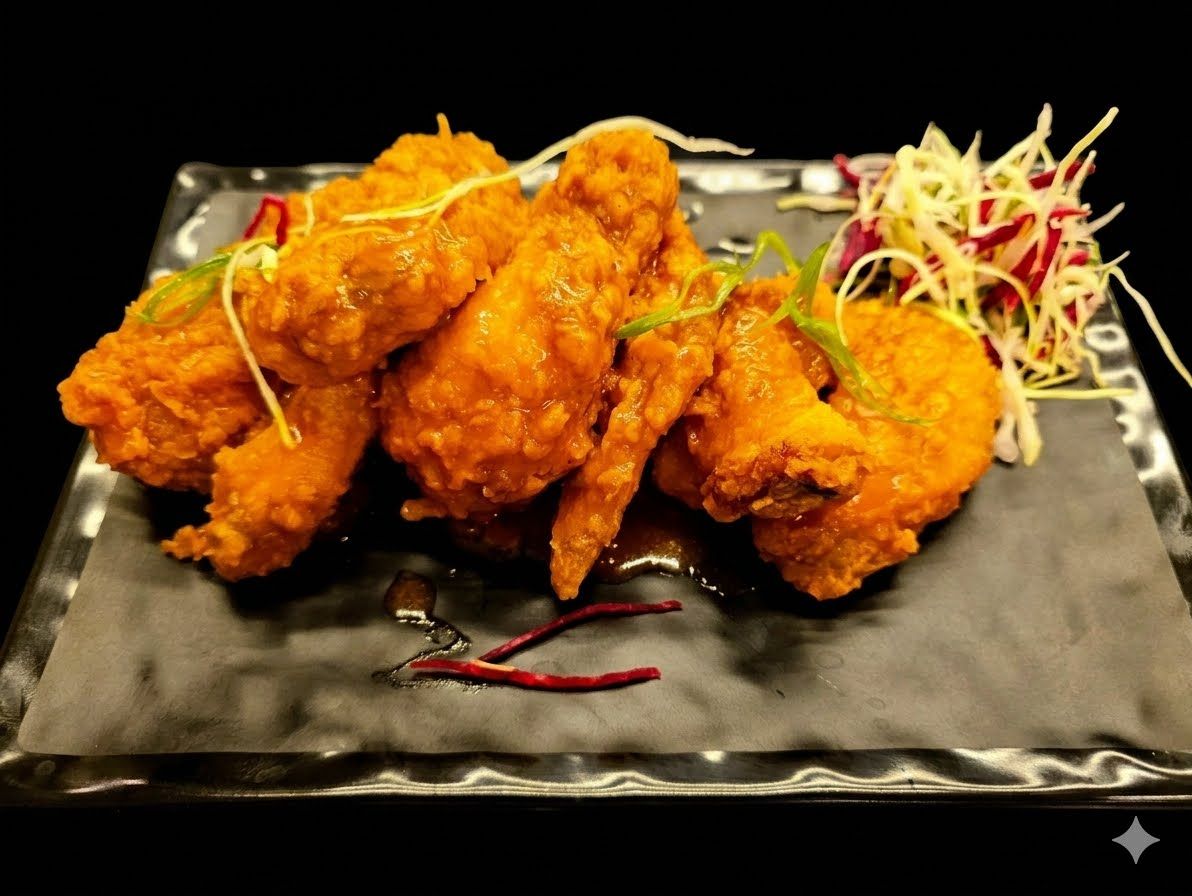 أجنحة دجاج حارة (7 قطع) at Cock "N" Bull. أجنحة دجاج حارة ولذيذة، مثالية لمحبي التوابل Pakistani restaurant in Al Majarra, Sharjah, UAE