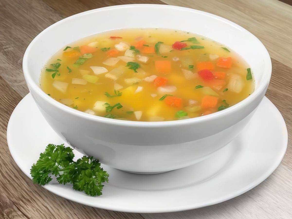 شوربة خضار — شوربة خضار، مزيج دسم من الخضار الطازجة المطهوة في مرق لذيذ لطبق مريح | Cock "N" Bull, Sharjah